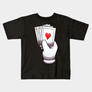 Cartoon Hand With Glove Holding Pack Of Cards Kids T-Shirt